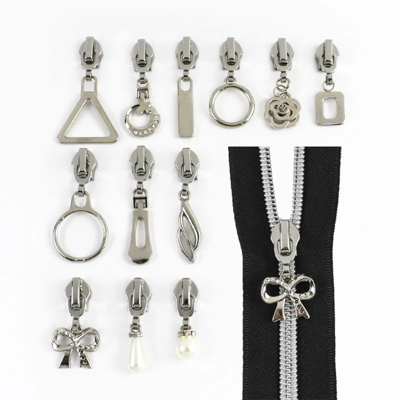 

10/20Pcs 5# Zipper Slider+Pull Tab Nylon/Metal/Resin Zip Slider Clothing Decor Zippers Head Zips Repair Kits Sewing Accessories