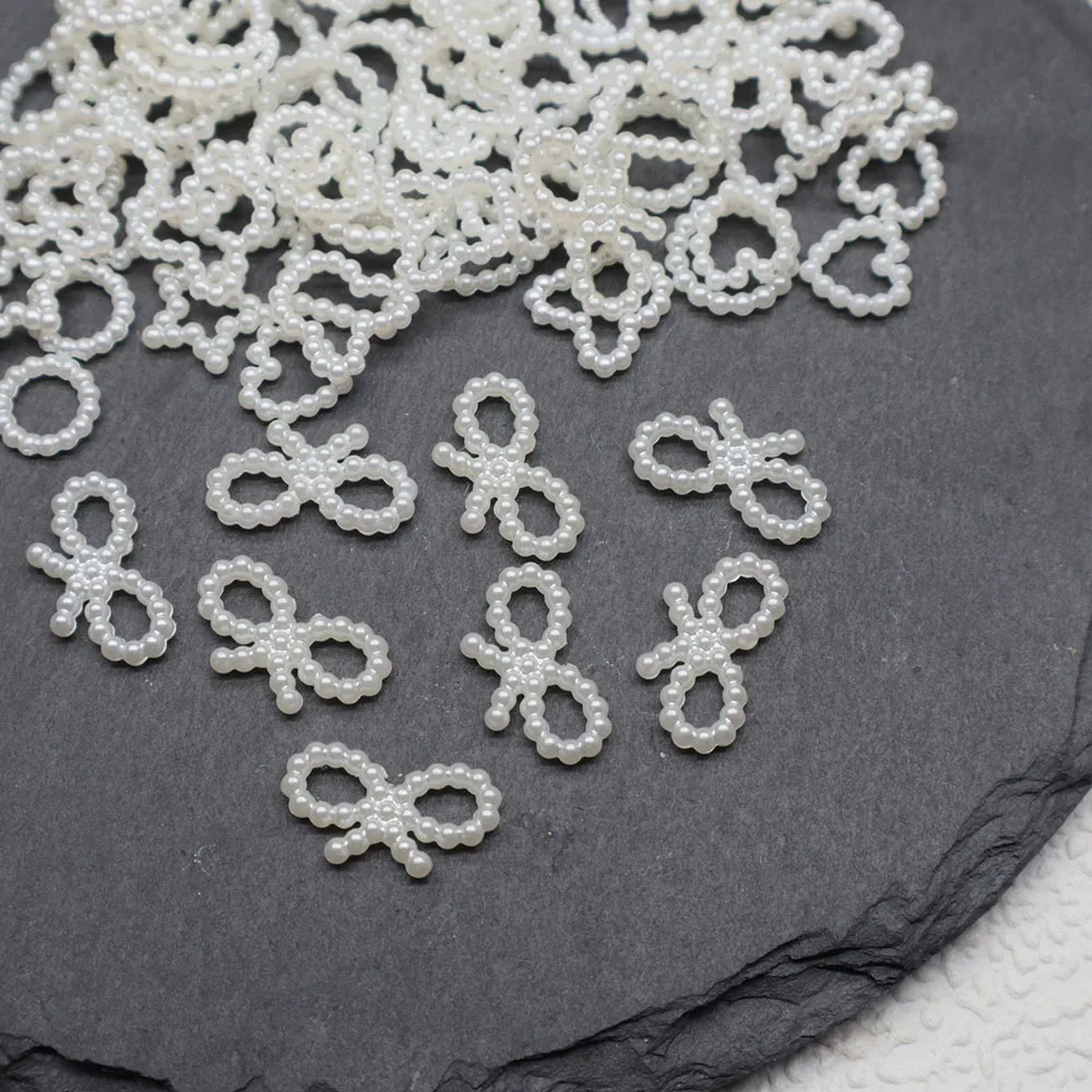 50 teile/beutel Weiß Herz Nagel Perlen für DIY Nagel Dekoration 3D Hohl Handwerk Schmuck Sterne Nägel Zubehör Maniküre Teile – Detail 4