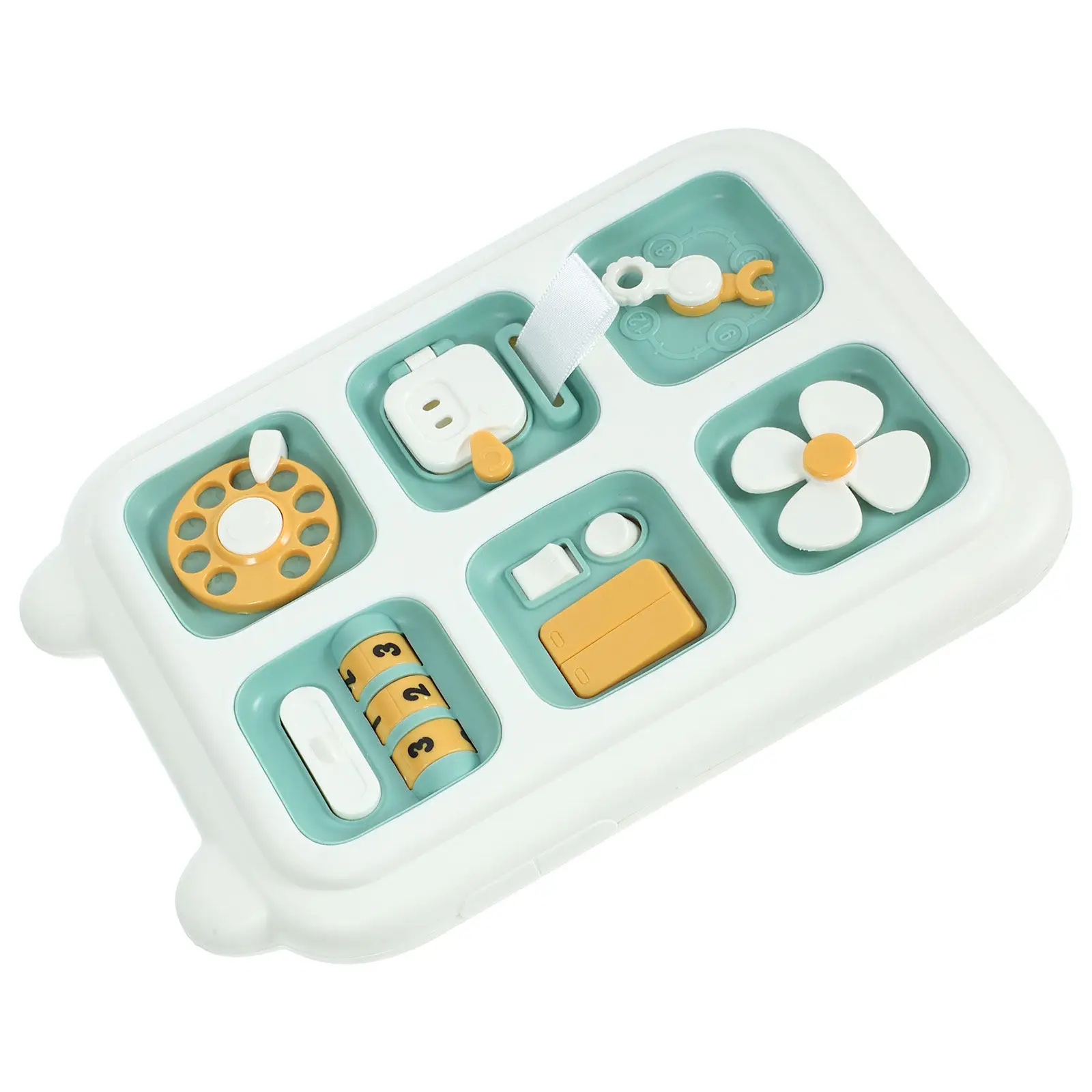 

Toddler Busy Board Montessori Style Plastic Sensory Board for Kids Promotes Hand Eye Coordination Problem Solving Creativity