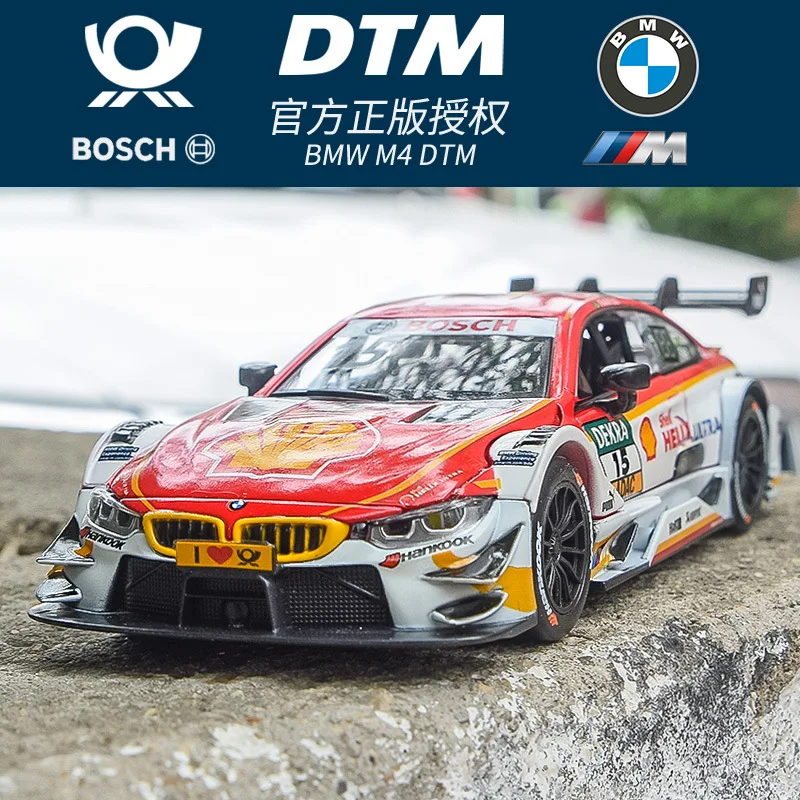 1:32 BMW M4 DTM Racing Car Model Toy Alloy Diecast with Sound Light Pull Back Model Car Collection Toy for Boys Holiday Gift A25