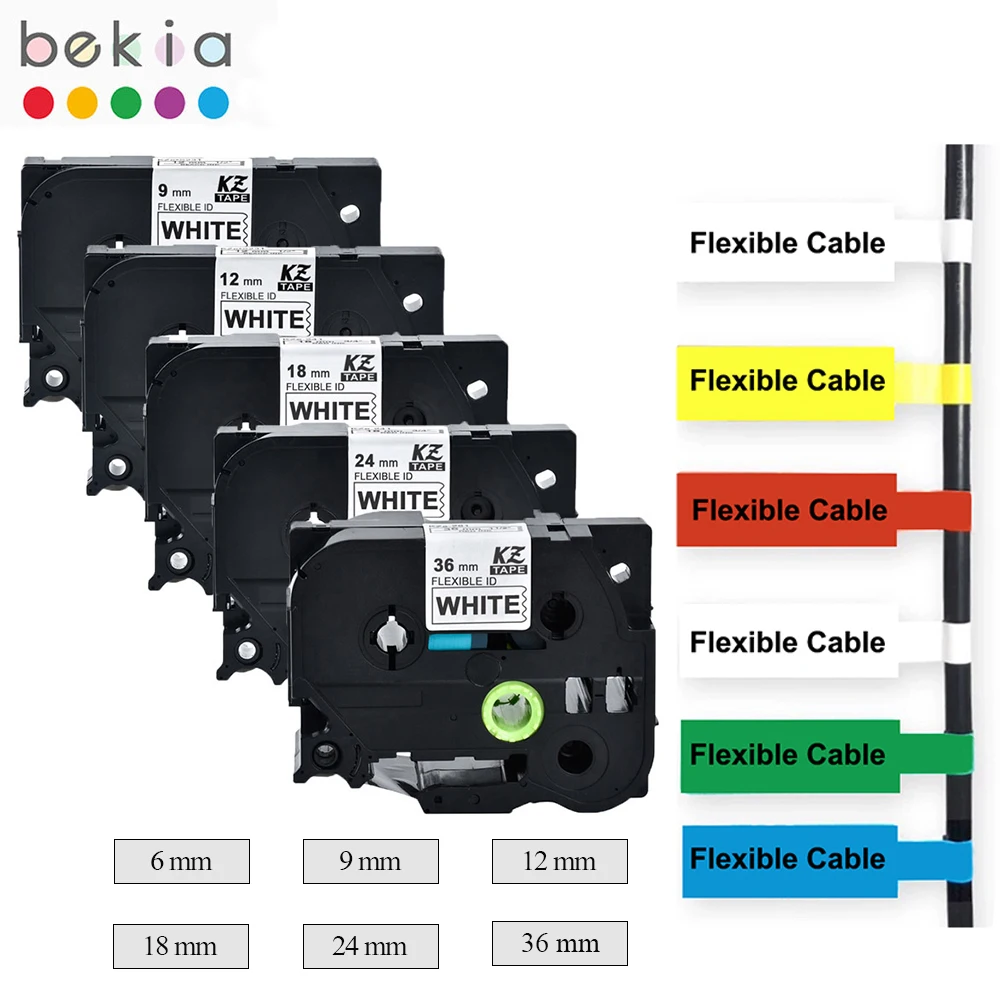 Cinta de etiquetas de Cable Flexible compatible con Tze-FX231 tze-fx131 fx221, 1 unidad, para etiquetas Brother p-touch