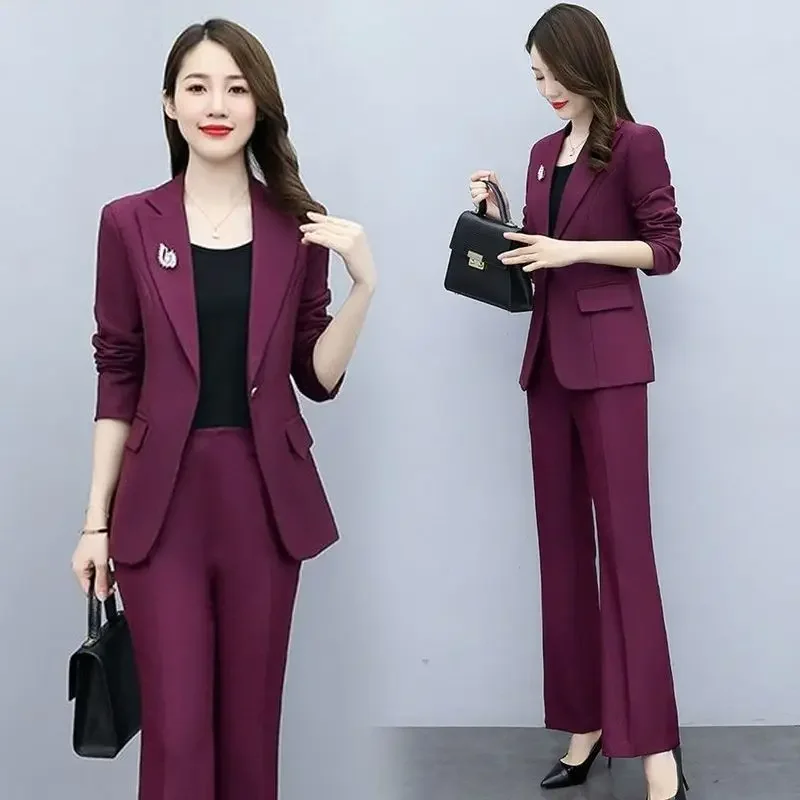 Outfit Wide Leg Trouser Suit Blazer e Womens 2 Pant Sets Branco Two Piece Set Calças para Mulheres Negócios Formais Sexy Elegante Xxl D