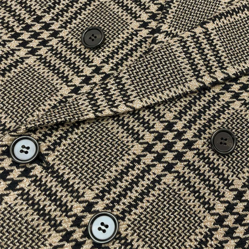 Damenjacke Neuer Winter 2025, zweireihig, schmal geschnitten, langärmelig, Oberteil aus Wollmischung, karierte Damen-Anzugjacke, Y2K-Damenmantel