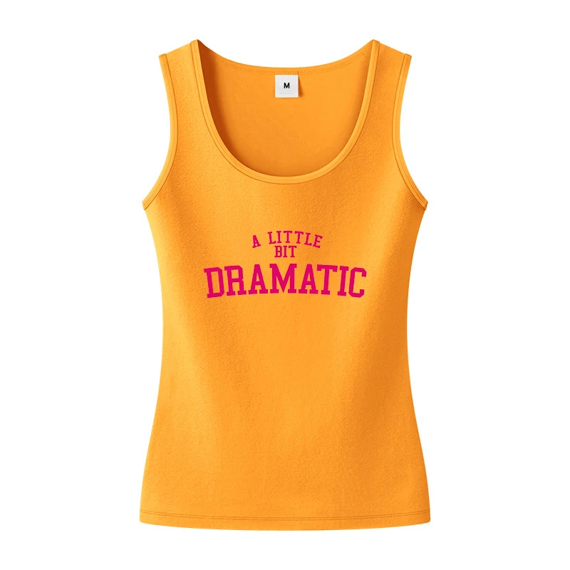 A Little Bit Dramatic Long Tank Top High Street Novelty Casual U-Neck Novelty Graphic Vest Sleeveless Slim Tops