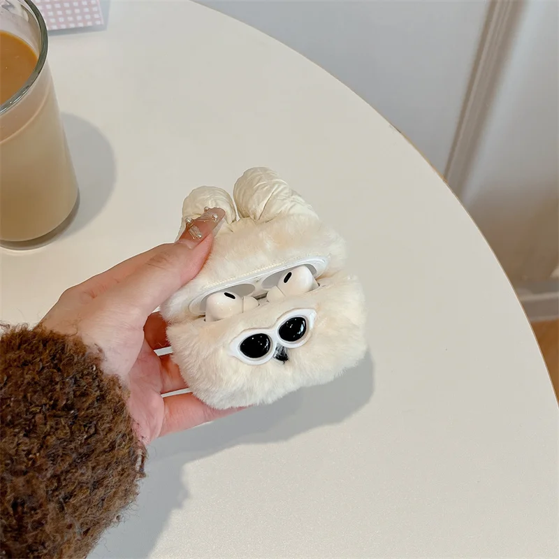 Occhiali da sole in peluche guscio a farfalla per AirPods 1 2 Pro custodia per auricolari per Airpods 3 Pro2 scatola di ricarica Bluetooth morbida e soffice
