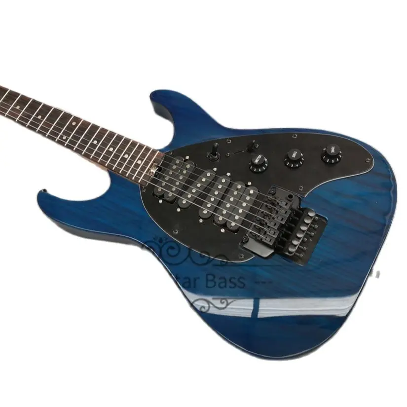 Blue Electric Guitar Steve Morse Guitar ASH Wood Body Tremolo Bridge HSSH Pickups Black Tuners