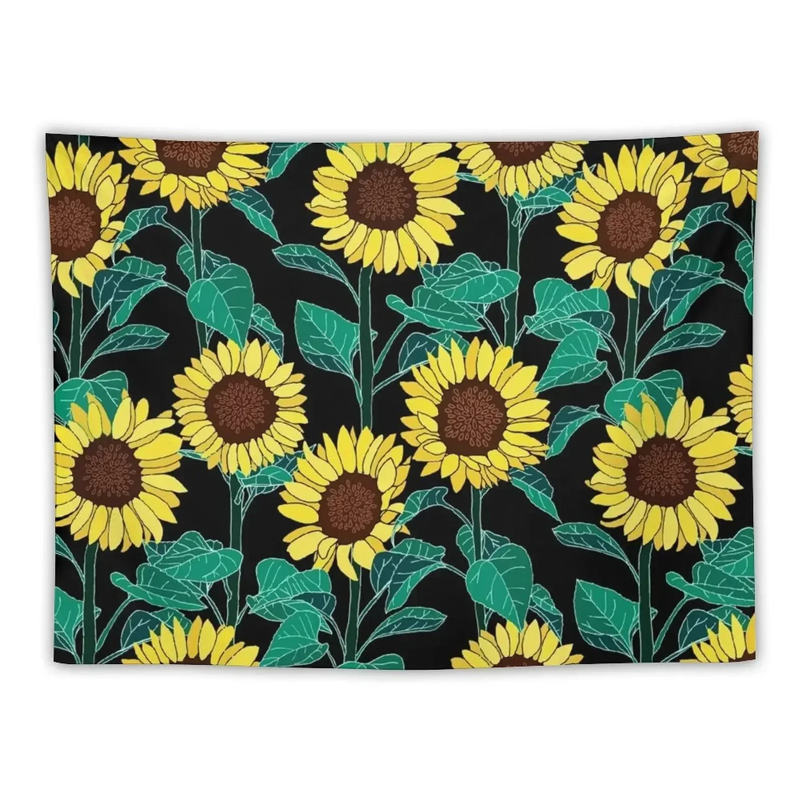 

Sunny Sunflowers - Black Tapestry Room Aesthetic Decor Bedroom Organization And Decoration Tapestry