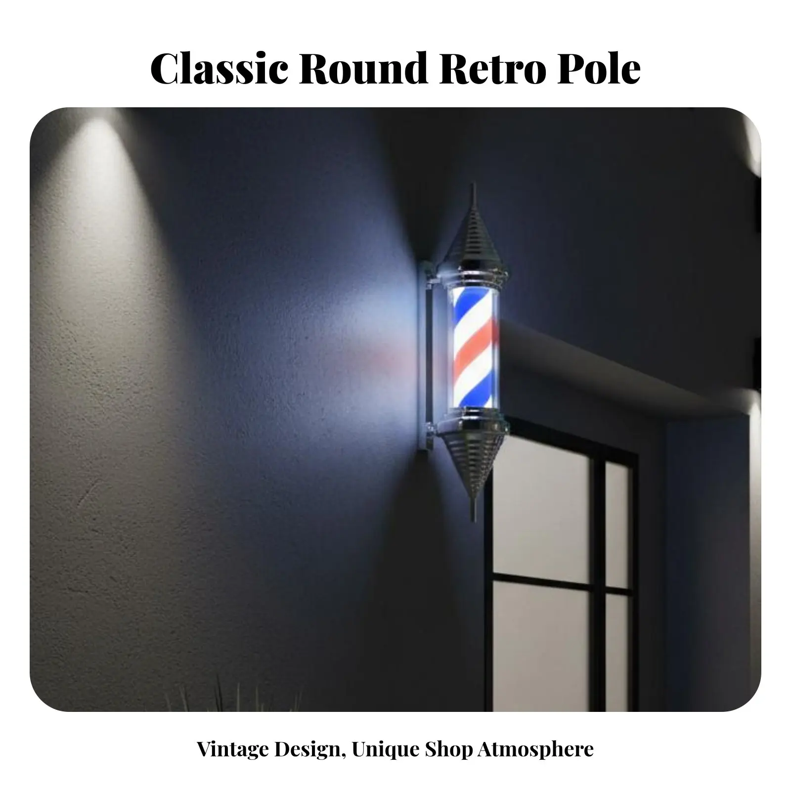 

Светящаяся водонепроницаемая вращающаяся лампа для парикмахерской, настенная, на полосатой стойке, долговечная, для вывески, посеребренная