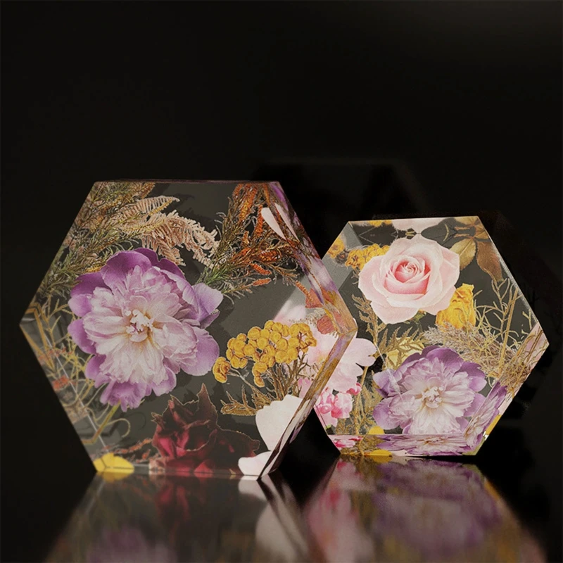 Molde resina mediano y pequeño, molde silicona Hexagonal mejorado para conservar flores, regalos boda Diy para