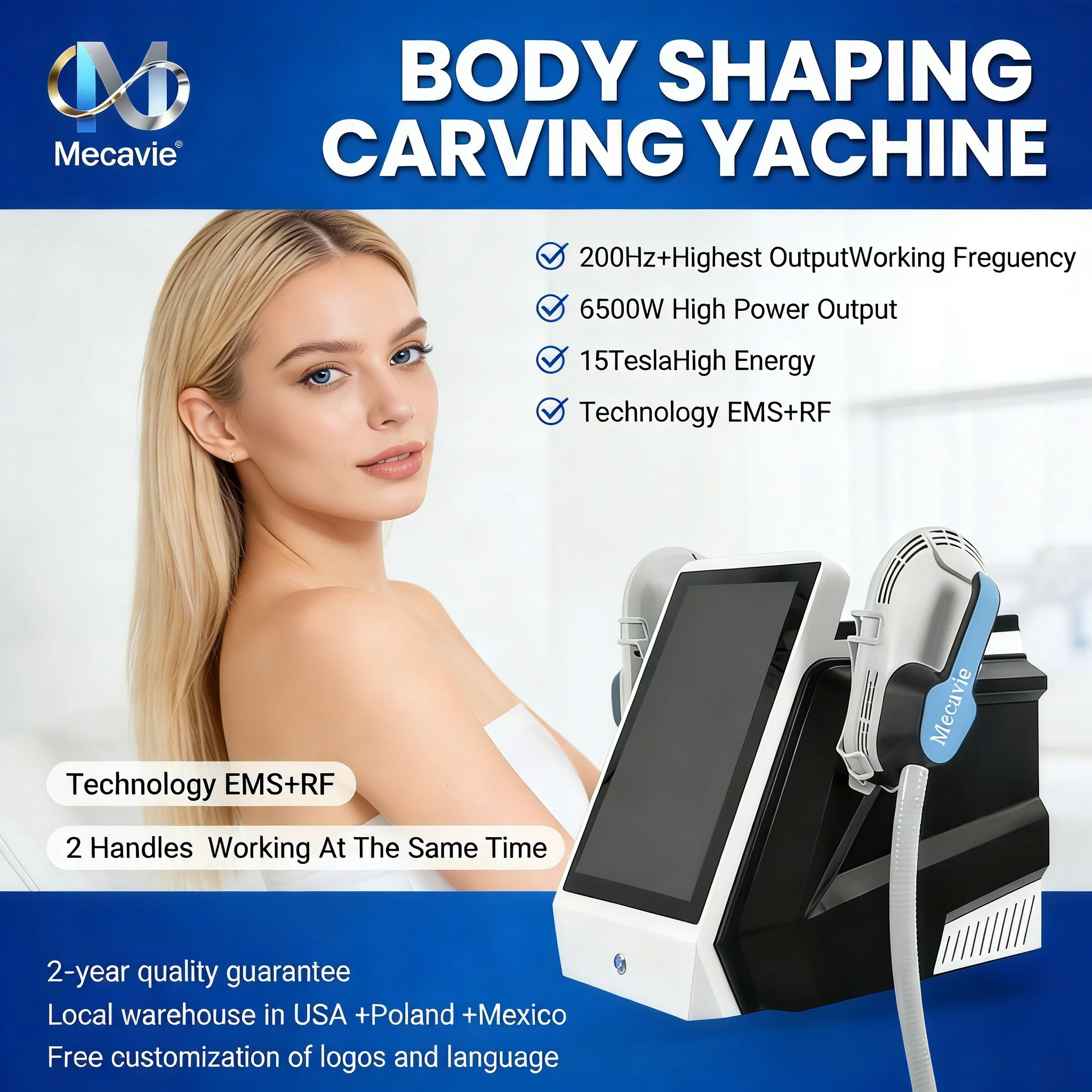 

Профессиональный RF-аппарат для стимуляции мышц, 2 рукоятки, EMS-тренажер для похудения и наращивания мышечной массы, для использования в спортзалах и салонах