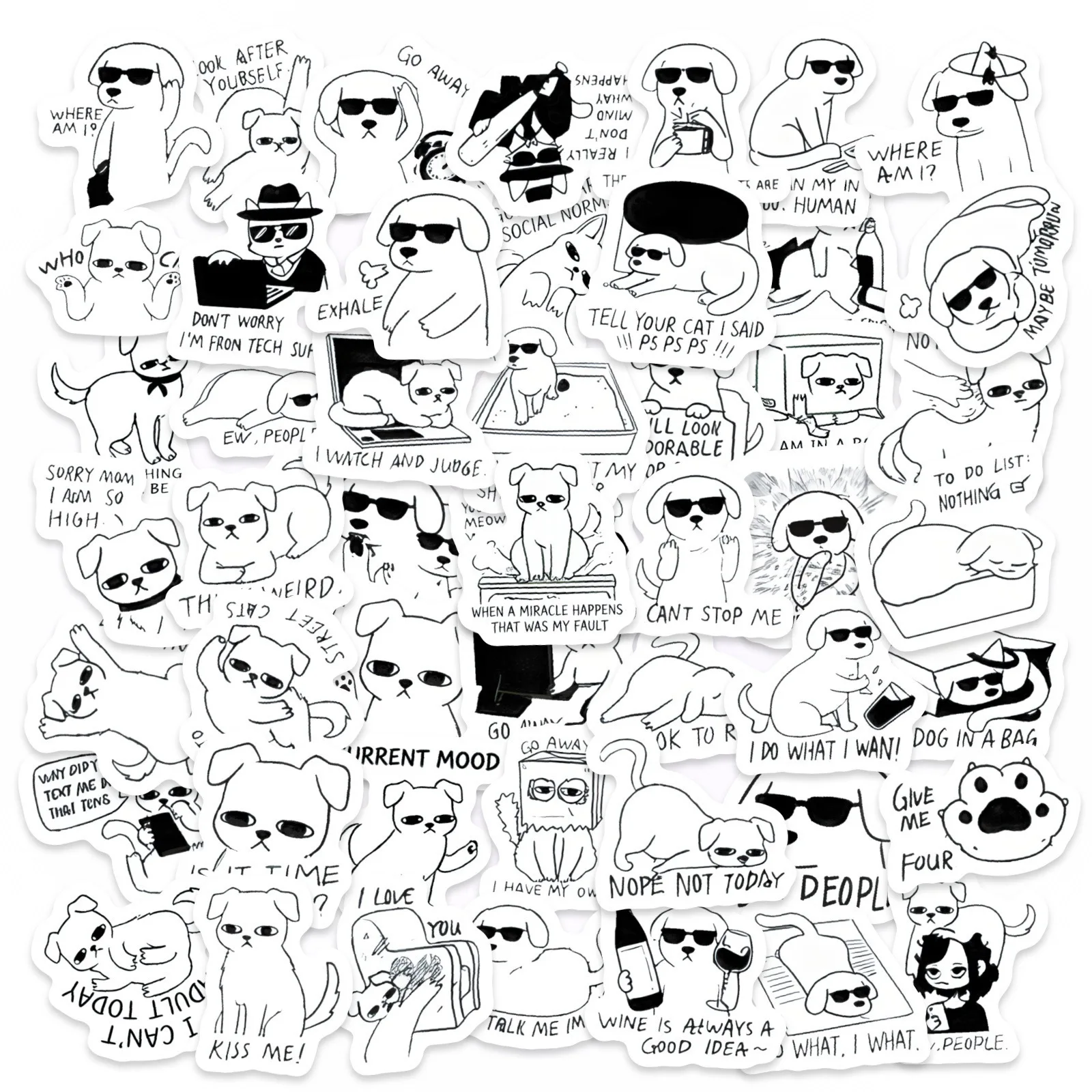 10/50PCS Super Cute Dog MEME Graffiti Stickers Exquisite Fashion Sticker for Phone Computer Notebook Stationery DIY Toys Secret