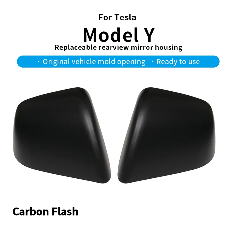 Compatible with Tesla Model Y (2021–2024) – Rearview Mirror Cover Replacement Shell in Dumb Black (Matte Black)