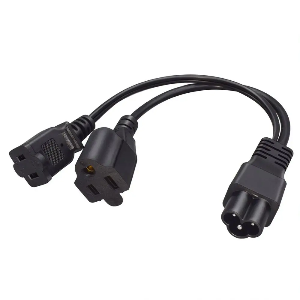 Power Cable Extension Adapter C6 To Nema 1 15R 5 15R Splitter Cord For Electronics Office Desktop Computer Supply Utility