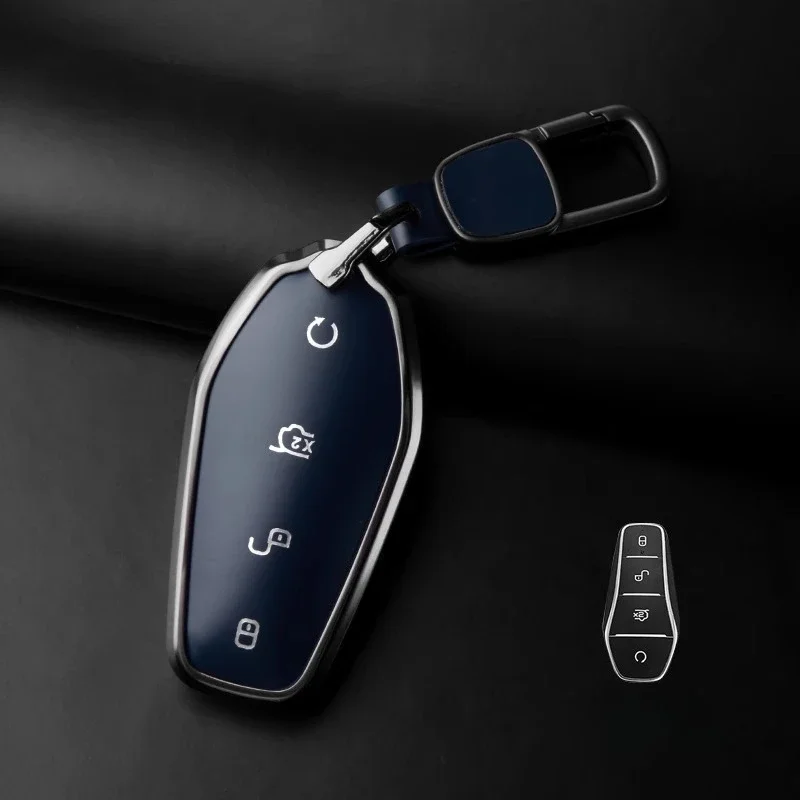 

Подходит для BYD ATTO3 ATTO2 из алюминиевого сплава + кожаный чехол для дистанционного ключа автомобиля, устойчивый к царапинам и износу