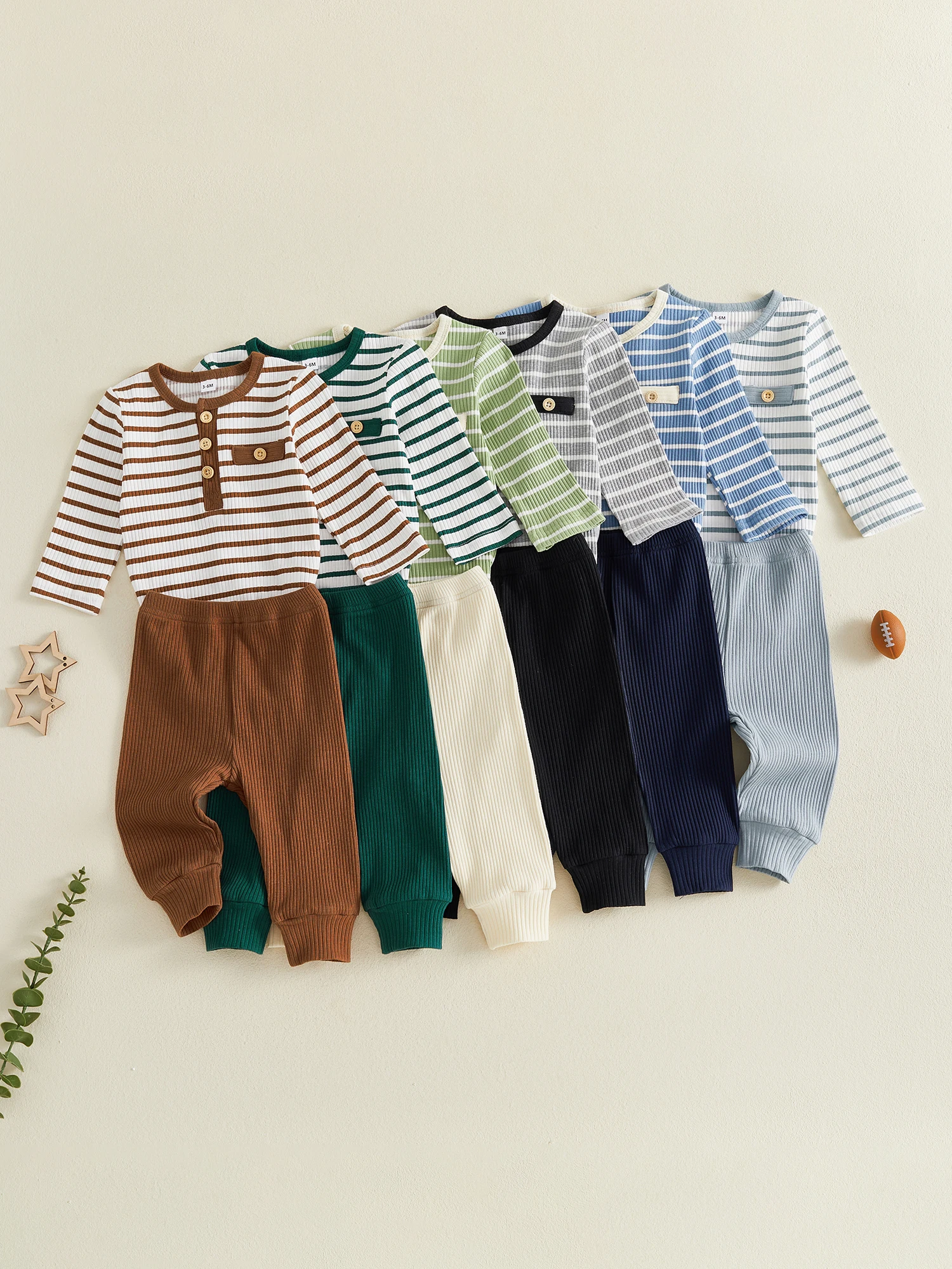 Pants Romper Boys Stripes-Print-Romper Sleeve Boys Fall Outfits Long Sleeve Romper Pants Set High Quality