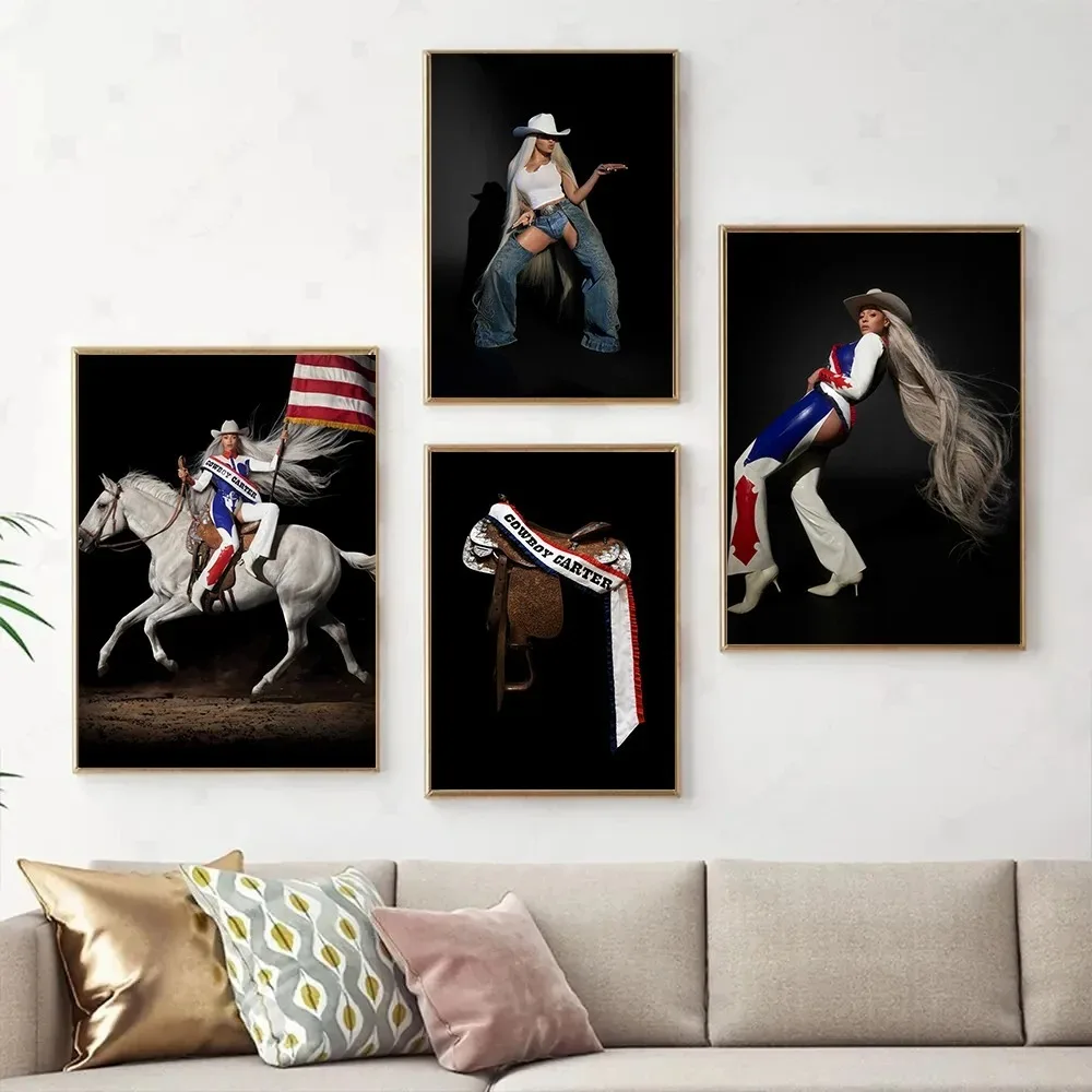 Music Album Singer Diva Beyonce Cowboy Carter Act II Portrait Poster Canvas Painting Wall Art Pictures Home Decor