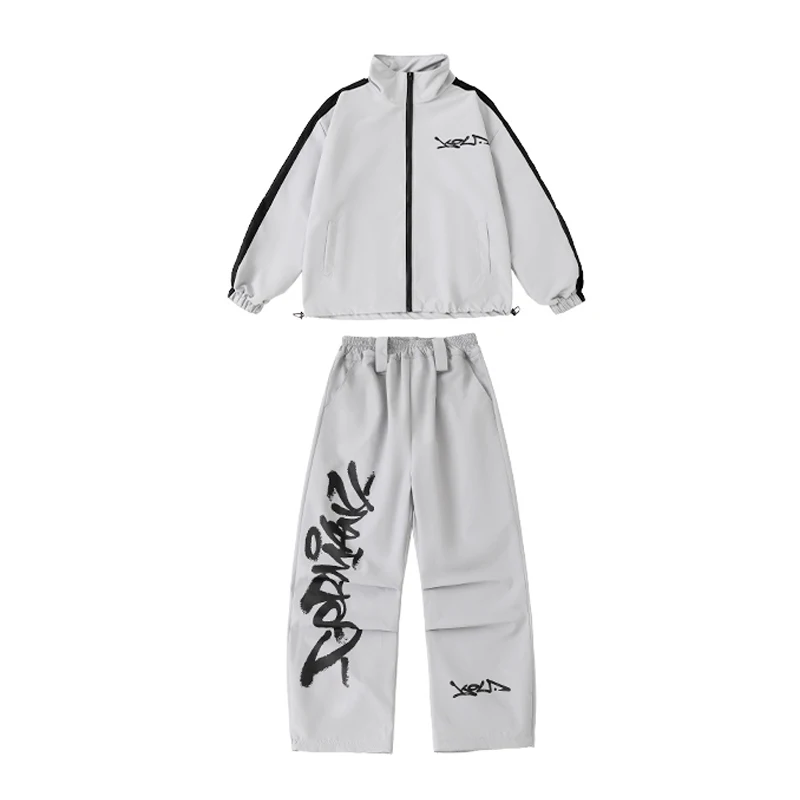 Abbigliamento Hip Hop Ragazzi Street Dance Baggy Abito grigio Maniche lunghe Cappotto Pantaloni Poppin Performance Costume Sport Jogger Wear BL18039