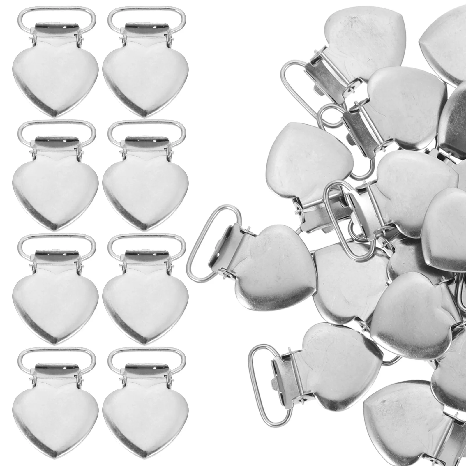 30 Uds Clips de pico de pato sujetadores con forma de corazón de acero inoxidable tirantes melocotón chupete hoja correas abrazaderas de Metal ayuda para peinar el cabello