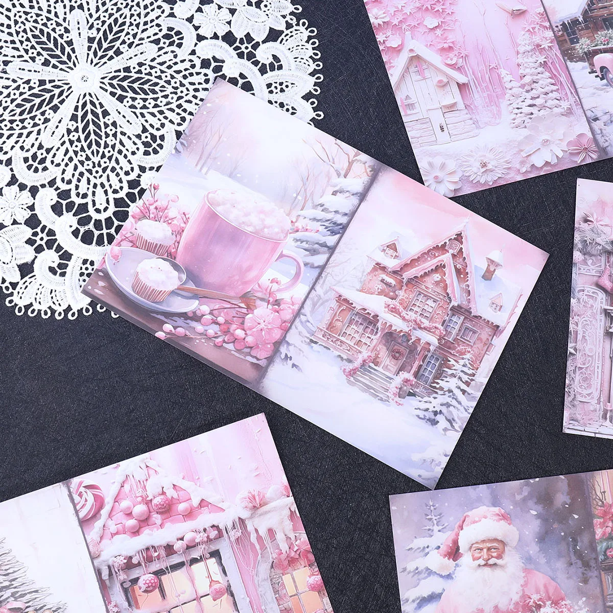 8 أوراق/حزمة عيد الميلاد A5 ورق منقوش من جانب واحد، ألبومات DIY، سجل القصاصات، ورق خلفية مزخرف لصنع البطاقات