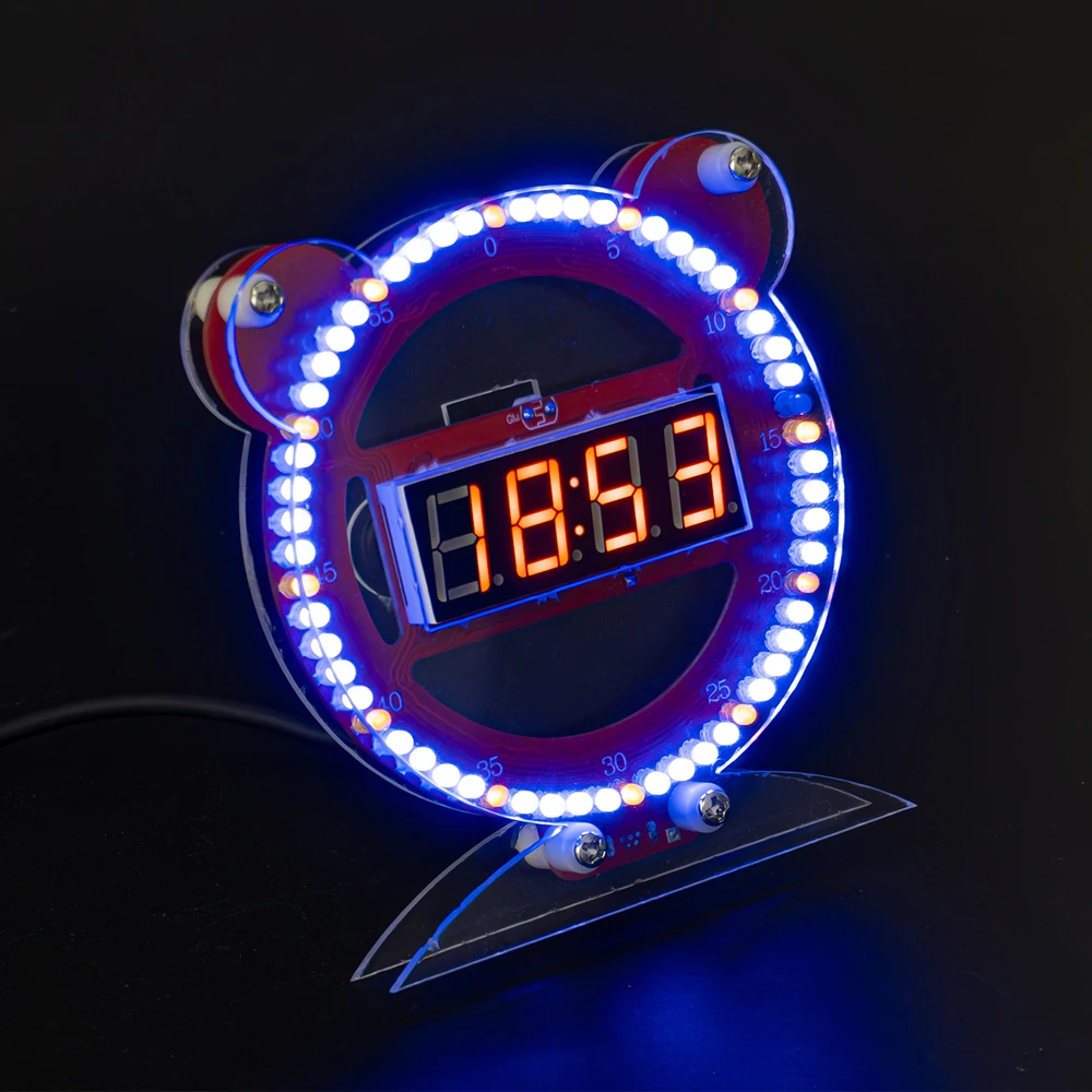 Электронные часы «сделай сам», светодиодные цифровые трубчатые часы с медведем и кабелем, электронный комплект, комплект для пайки микроконтроллера, креативный проект