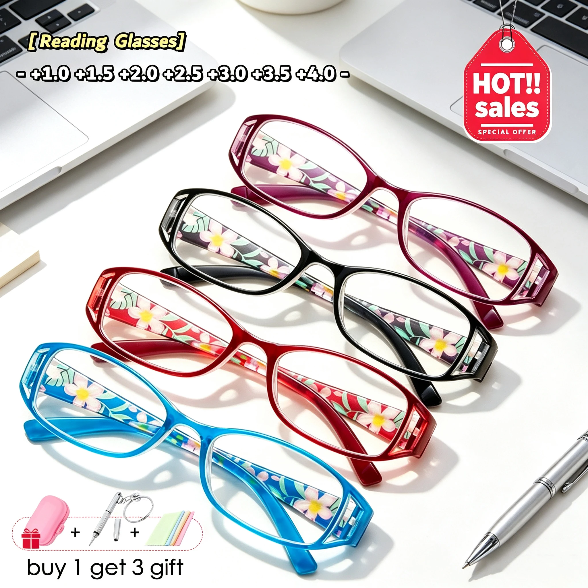Foldable Reading Glasses for Women Anti-Blue Light Optical Eyeglasses Men Portable Magnifier Eyewear +100 To +400