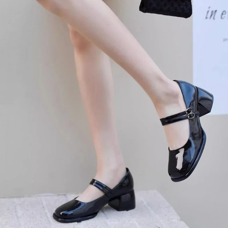 Elegant Retro Mary Jane Women's Shoes Chunky Heel High Heel 2025 Spring Autumn New Arrival Bridal Wedding Single Shoes