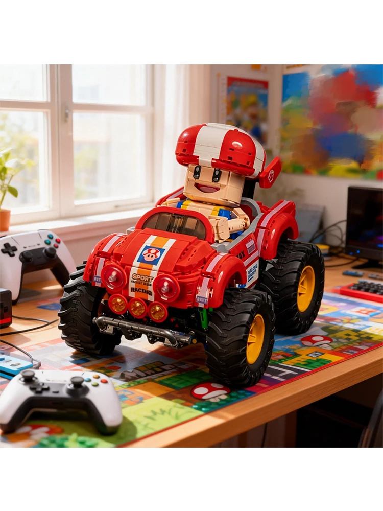 Nieuwe populaire speelgoed 1631-delige rode Mario Kart serie bouwstenen speelgoedmodel huisdecoratie kind volwassene kerst verjaardag cadeau - afbeelding 2