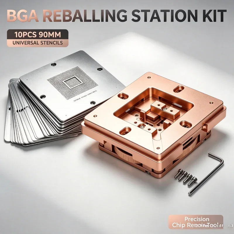 BGA Chip Rework Planting Accessories 10Pcs Universal Stencil Kit Fit 90mm Stencils Automatic Locking Positioning for BGA Station