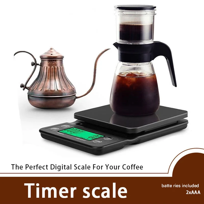 Bilancia per la caduta del caffè di precisione nera da 1 pz bilancia per la caduta del caffè da 0.1g con Timer bilancia da cucina digitale bilancia