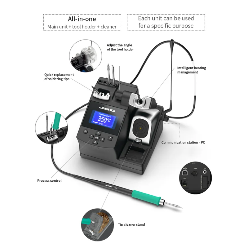 Original JBC CDS/CD-2SHQF Precision Soldering Station Includes T210 Precision Handle Work With C210 Cartridges For Soldering SMD