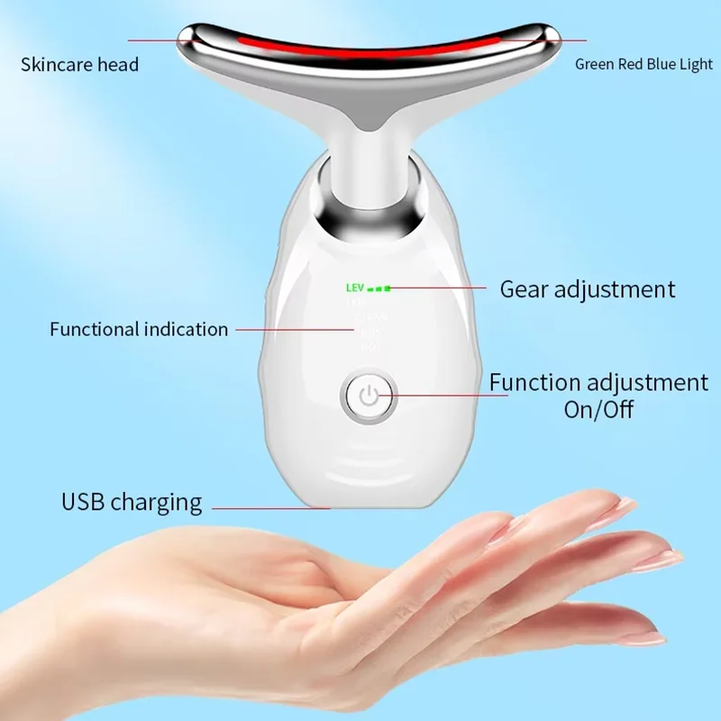 7-kleuren anti-rimpel gezichtsmassager nek gezicht schoonheidsapparaat huid draai gezichtslift apparaat verminderen dubbele kin huidverzorgingstool