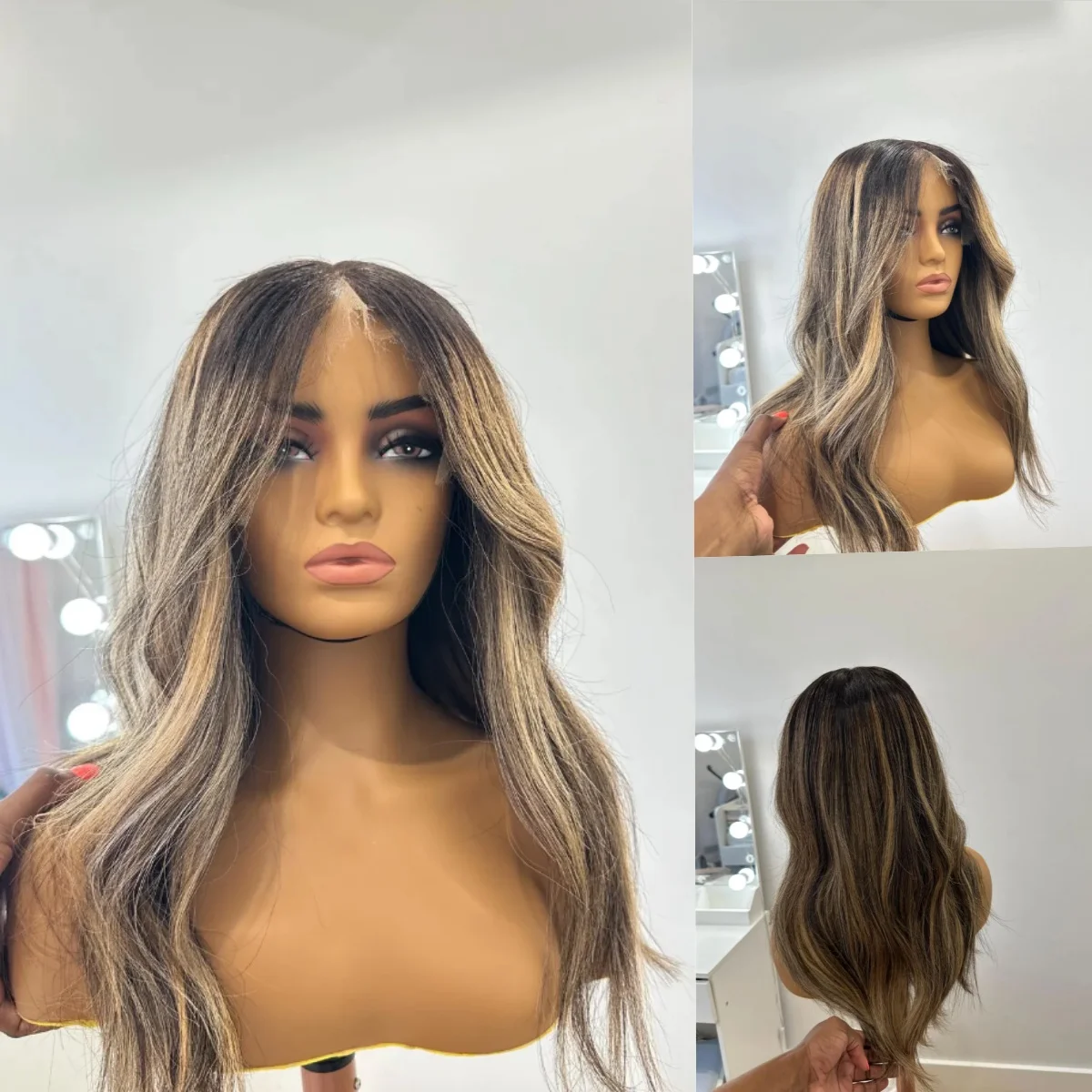 

Длинные объемные волнистые парики Выделите шоколадно-коричневые синтетические парики фронта шнурка Высокое качество Дешевый парик на распродаже Лидер продаж Ежедневная вечеринка