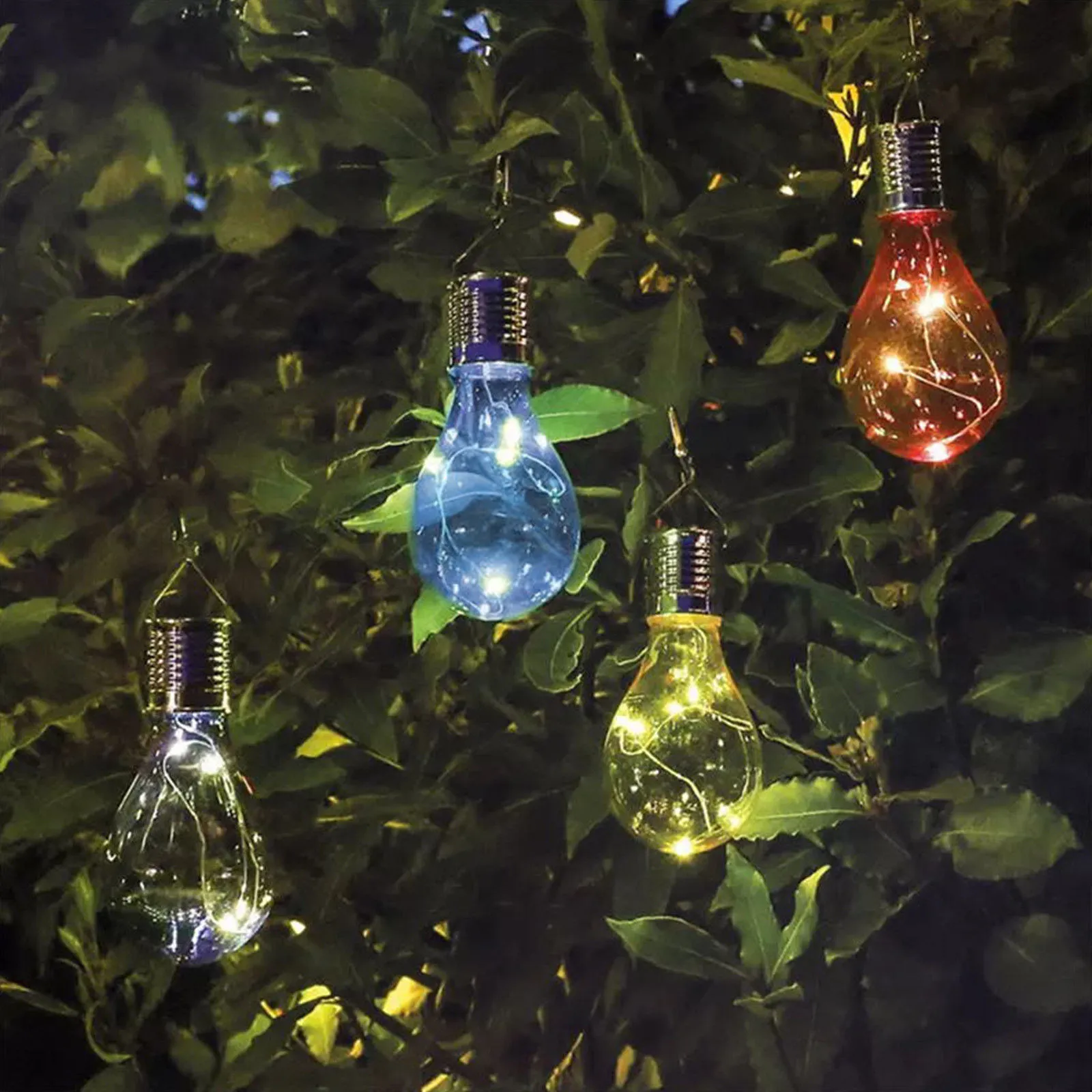 6 Pcs LED Outdoor Decor Decorative Light Bulbs Transparent Plastic Plus Copper Wire Hanging Solar Lights