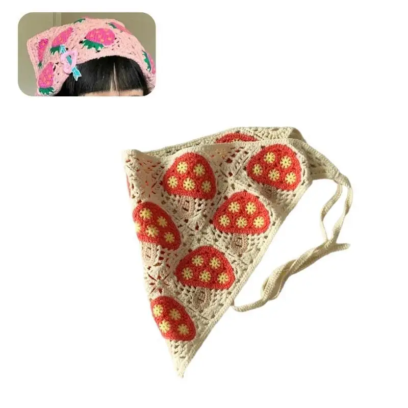 

652F Нежная весенняя повязка для волос для женщин, модная вязаная повязка для волос с грибами, идеальная эластичная повязка для