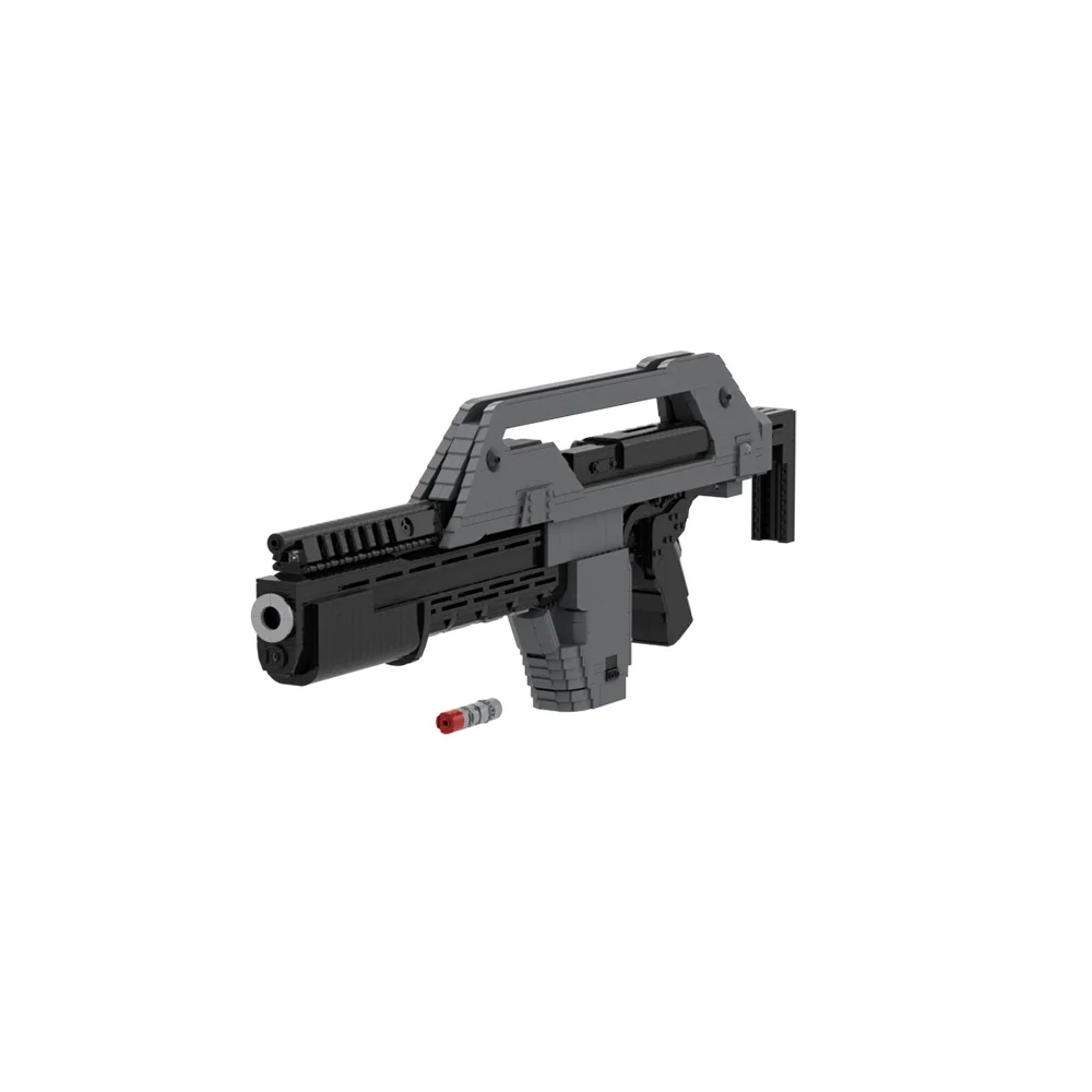 ﻿ MOC Aliens M41A Pulse Rifle Building Block Set Movie Series Pistols Model High-tech Arms DIY Bricks Children's Toys Gifts