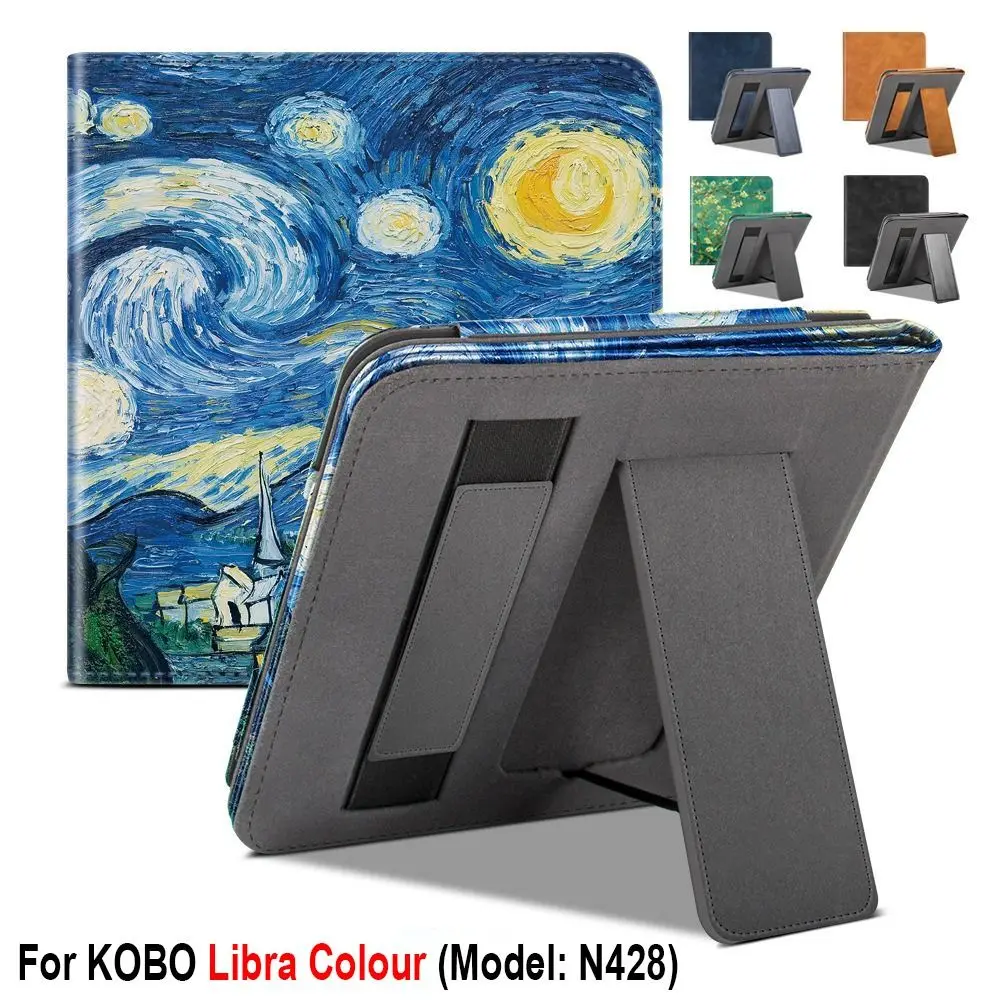

PU Leather 7 inch eReader Case Shockproof Auto Sleep/Wake N428 Smart Cover Wear Resistant for Rakuten KOBO Libra Colour 2024