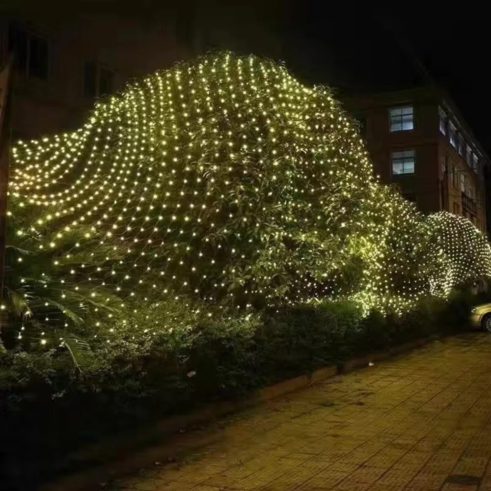 EU Plug LED Net Mesh String Light 3 Color 1.5x1.5M Christmas Tree Light Waterproof 3mx2m Fairy Light Garland New Year Decor