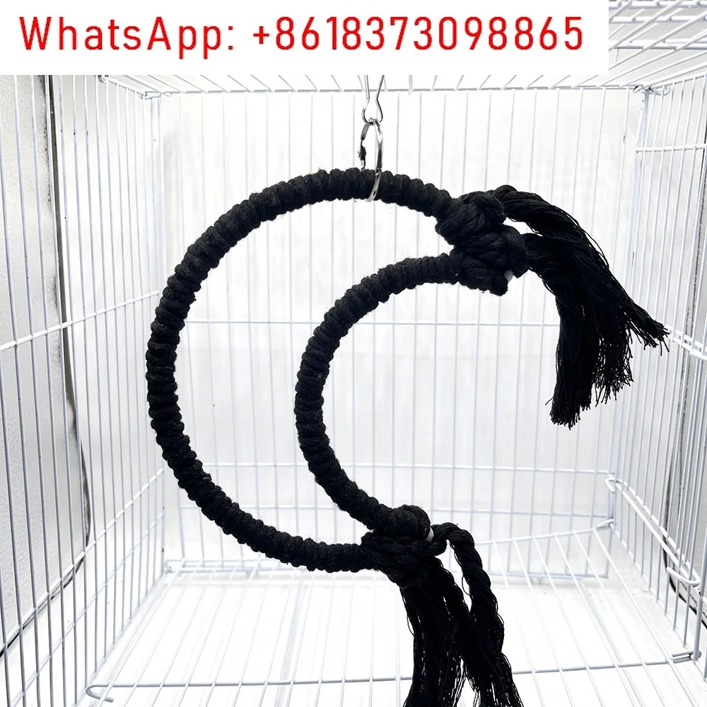 2pcs Parrot toy cotton rope moon swing, bird with cotton rope hanging ring to relieve boredom since hi bird toypcs