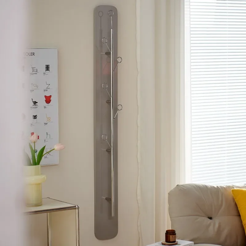 رف ملابس من الفولاذ المقاوم للصدأ بدون ثقب، معلق على الحائط المنزلي، رف حقيبة غرفة المعيشة المنزلية، غرفة نوم بسيطة