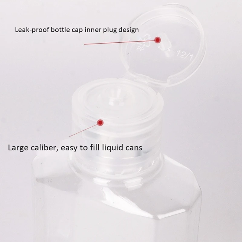 40 PCS 2 Oz 60 Ml Clear Refillable Flip Top PET Plastic Travel Bottle Container