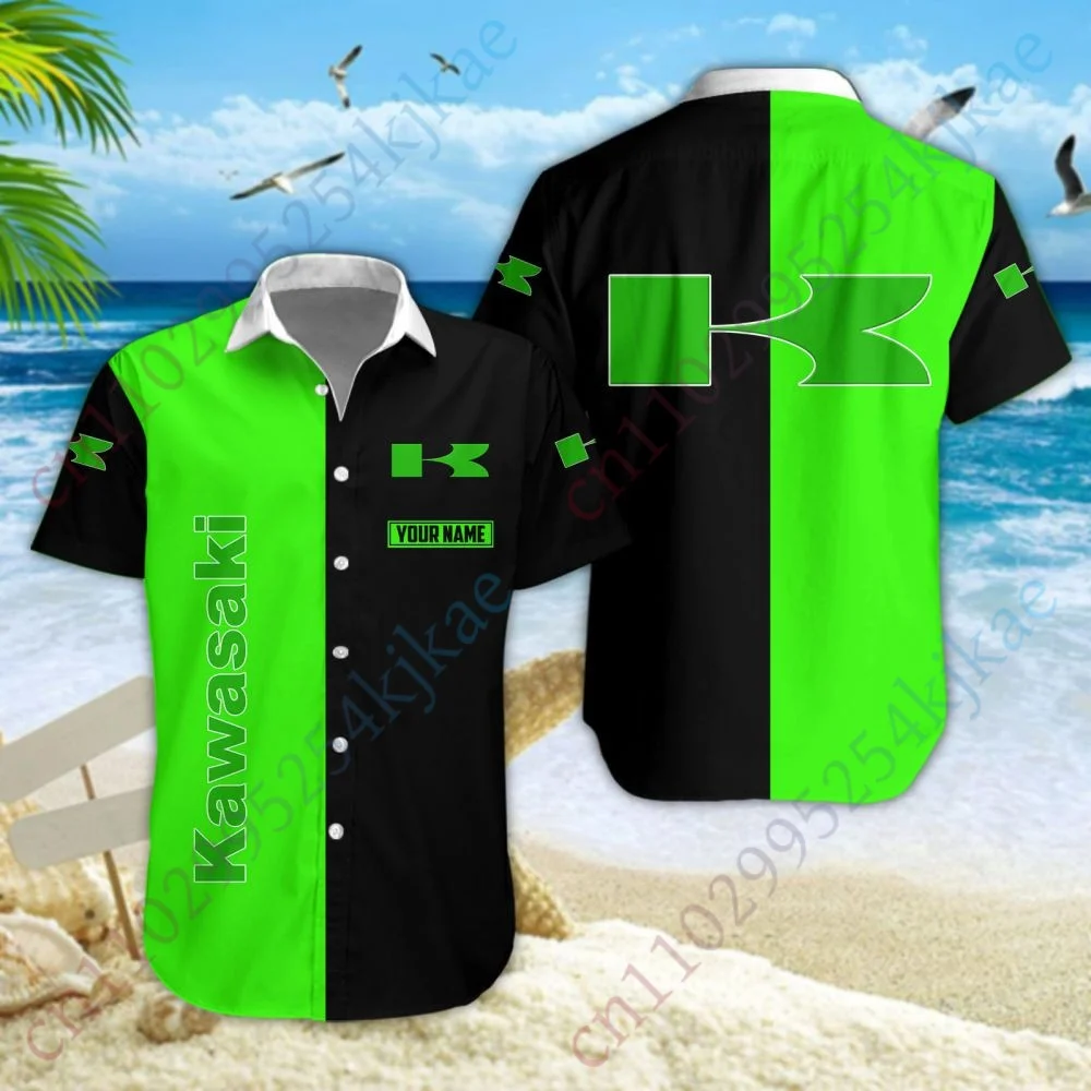 

Kawasaki Shirts and Blouses Oversized T-shirt For Men's Casual Short Sleeved Shirt Button Cardigan Men's Clothing Unisex Top