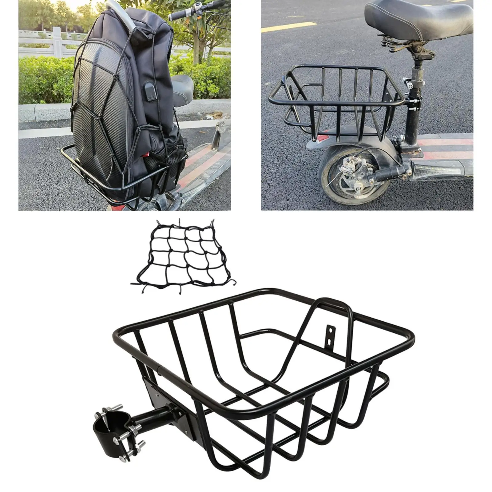 Foldable Bike Basket Iron Material Pannier Bag Storage Organizer for Shopping Commute Pet Carrier