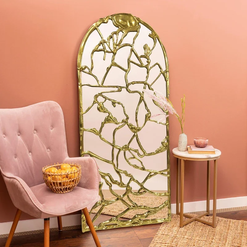 

Wall Hanging Makeup Mirror Gold Irregular Luxury Full Body Decorative Mirrors Dressing Vintage Espejos De Pared Home Decoration