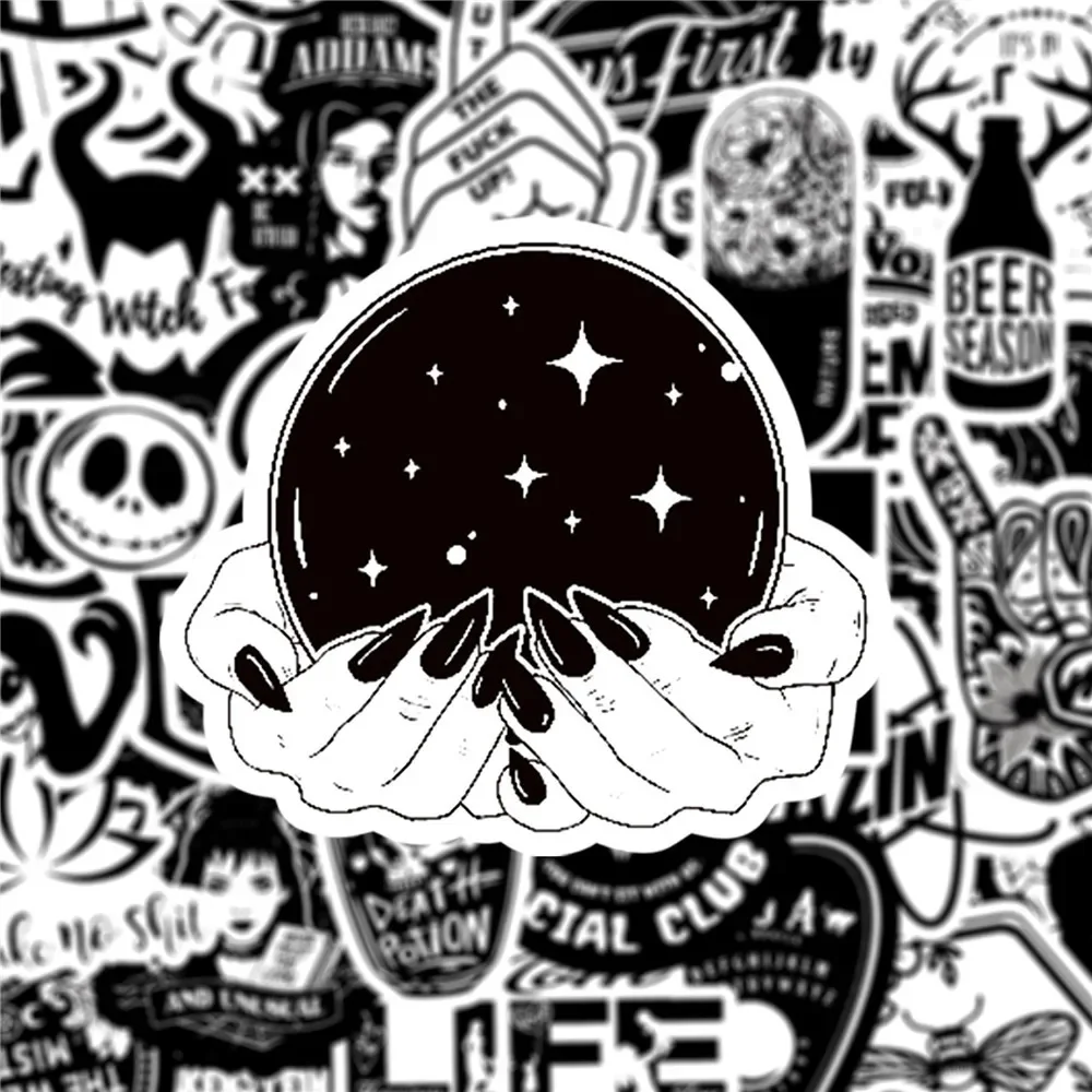 10/25/50pcs Black Punk Stickers Graffiti for DIY Travel Luggage Helmet Phone Laptop Guitar Skateboard Water Bottle Car