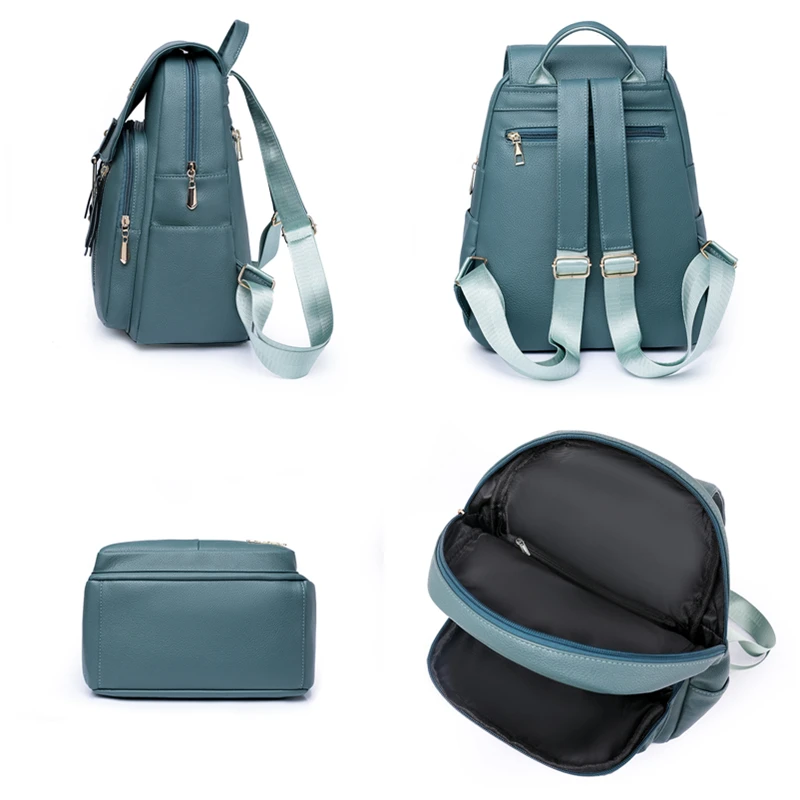 Luxury Leather Fashion Women Backpack Outdoor Travel Bag Large Capactiy Girl Schoolbag Daily Knapsack Mochila Feminina Sac A Dos