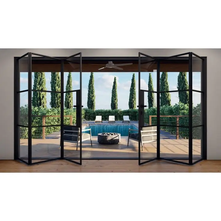 Reliable Aluminum Folding Door Easy To Operate and Fold Up Door Works Well As A Partition for Living Rooms and Business Areas