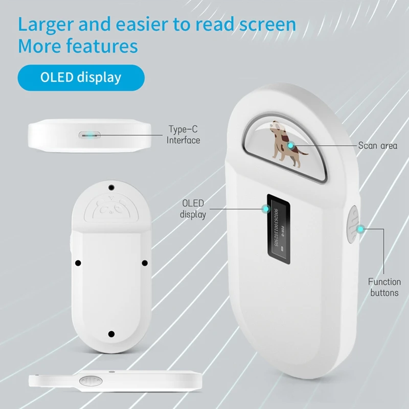 IDUD 134.2Khz RFID リーダーペットマイクロチップスキャナポータブル動物チップリーダー動物 ID 番号識別