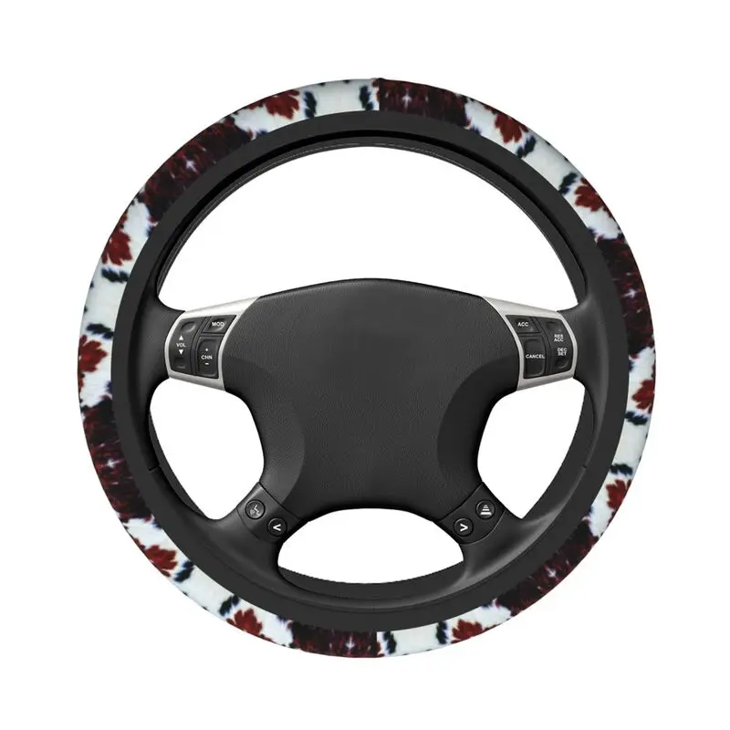 Faux Fur Cowhide Leather Style Steering Wheel Cover Animal Hide Fur Texture Steering Wheel Protector Universal Car Accessories