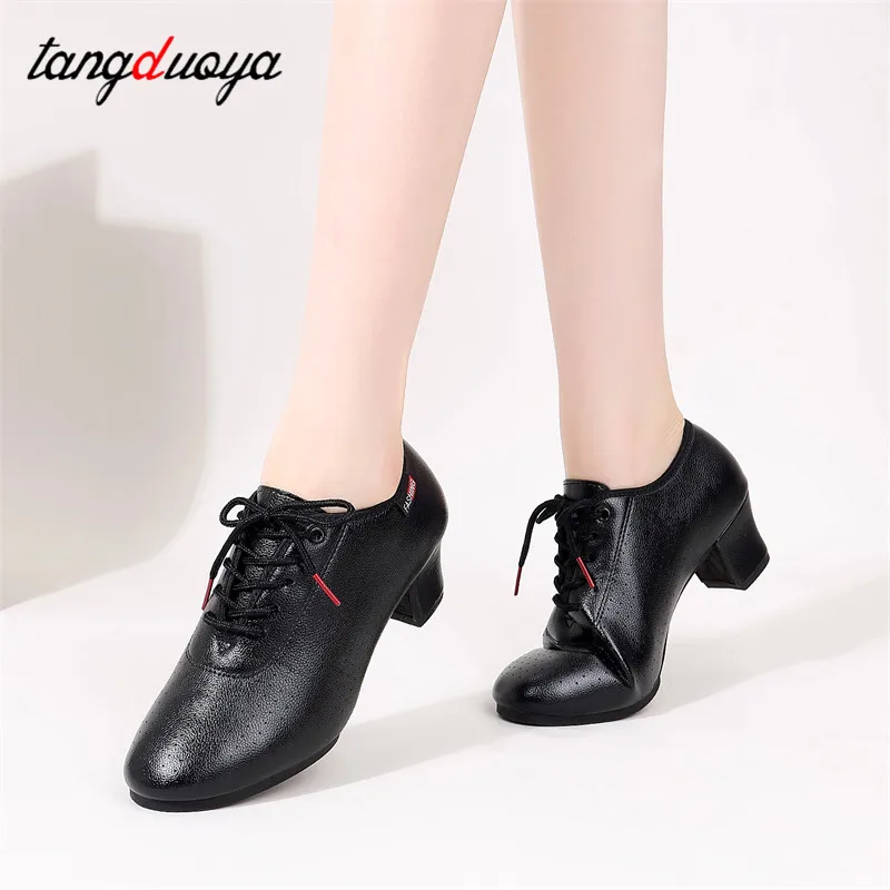 Ballroom dancing shoes for women dance shoes latin lace up leather dancing ahoes Modern Tango Square Dance Salsa Training Shoes