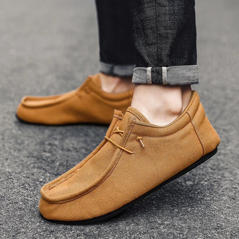 

YRZL Men's Canvas Shoes Breathable Casual Walking Shoe Indoor Thin Bottom Home Bedroom Mens Slippers Comfortable Loafers for Men